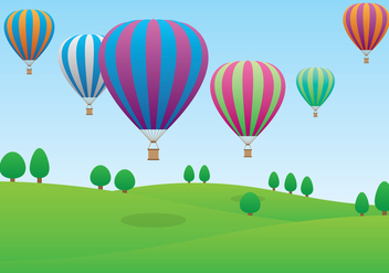 Hot Air Balloons Flying Over the Field - vector #438407 gratis